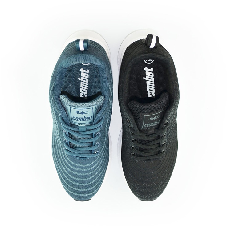 (22301) COMBAT AY LUOH PAO Custom Made Men Sneaker Shoes | Black and Gray/Blue Color