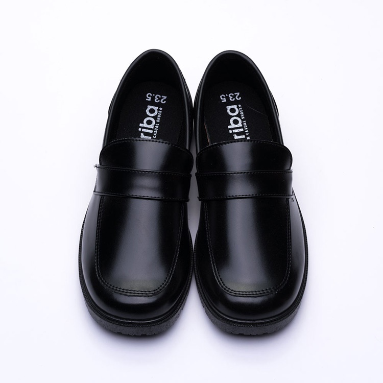 ARRIBA艾樂跑女鞋-無鞋帶款素面學生皮鞋-黑(AB6814)